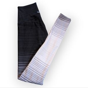 K-Deer Women's Ombré Stripe Grace leggings high waist Black Gray White Nylon